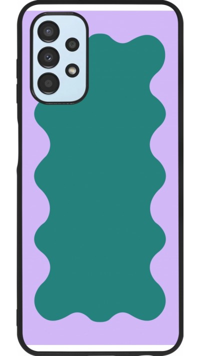 Coque Samsung Galaxy A13 5G - Silicone rigide noir Wavy Rectangle Green Purple