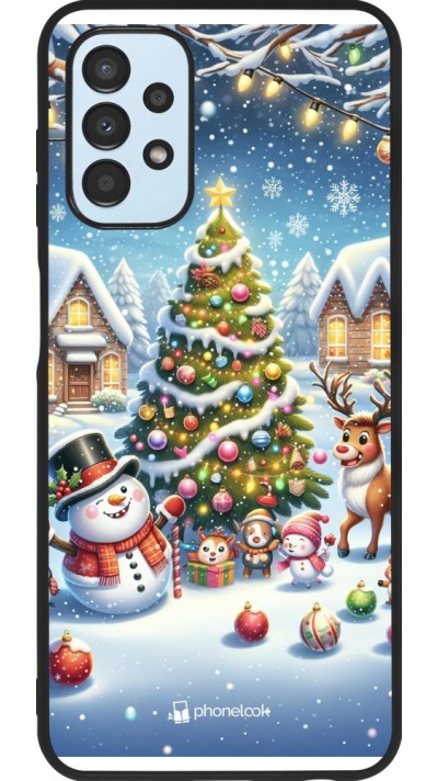 Samsung Galaxy A13 5G Case Hülle - Silikon schwarz Weihnachten 2023 Schneemann und Tannenbaum