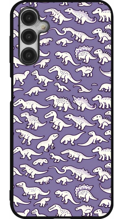 Coque Samsung Galaxy A14 5G - Silicone rigide noir Mini dino pattern violet