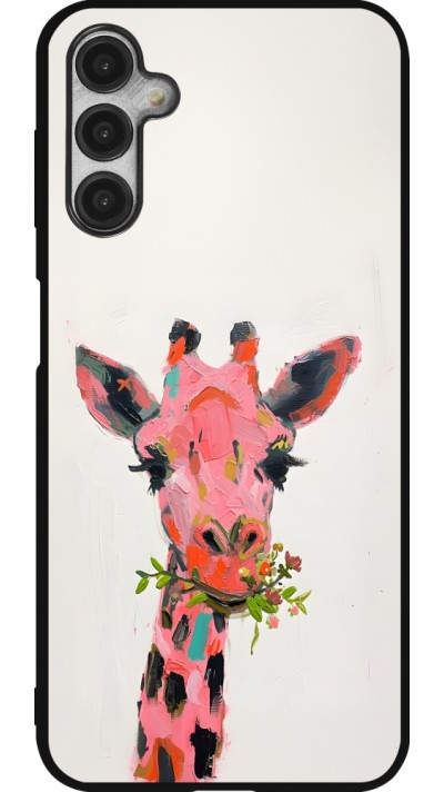 Coque Samsung Galaxy A14 5G - Silicone rigide noir Pink Girafe Paint