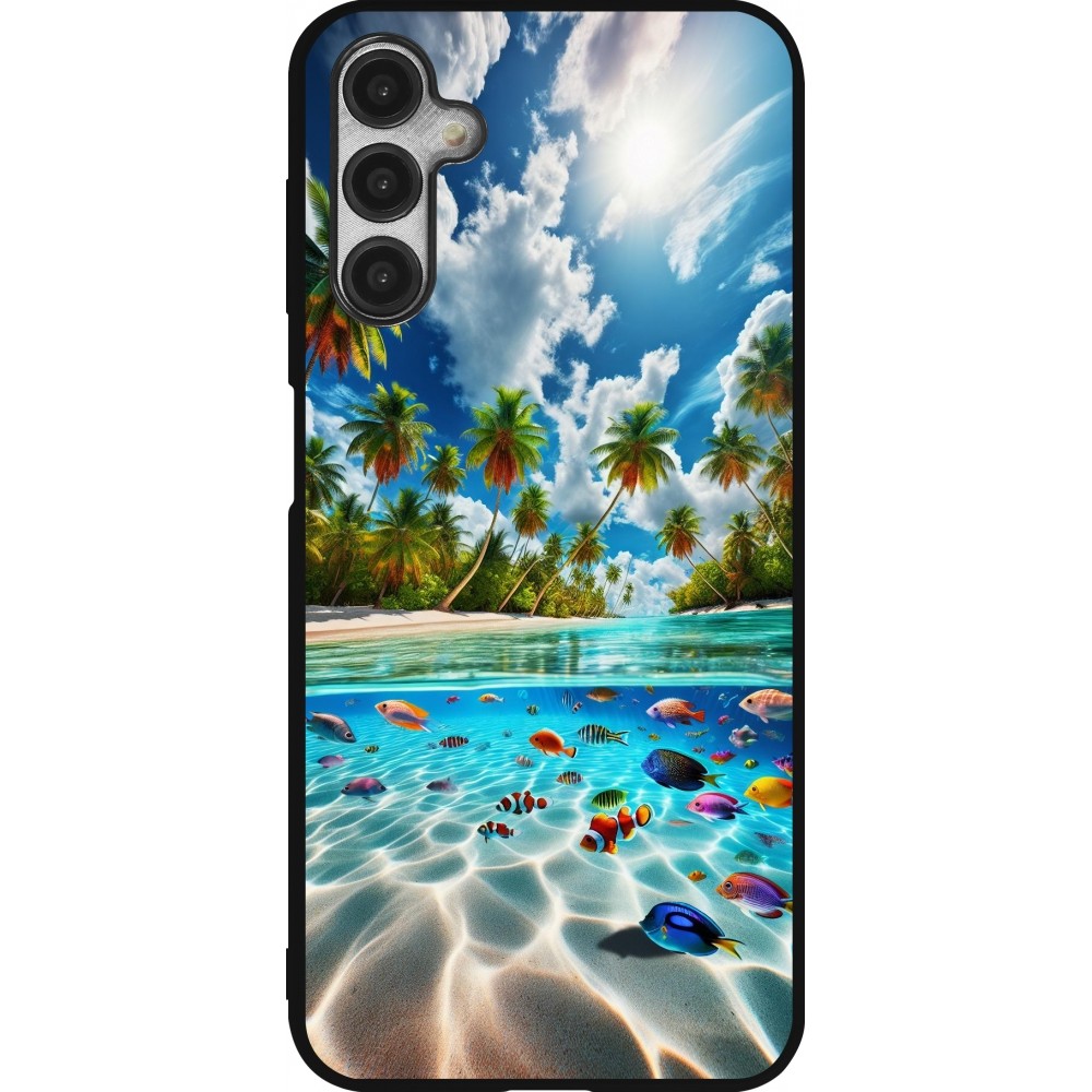 Coque Samsung Galaxy A14 5G - Silicone rigide noir Plage Paradis