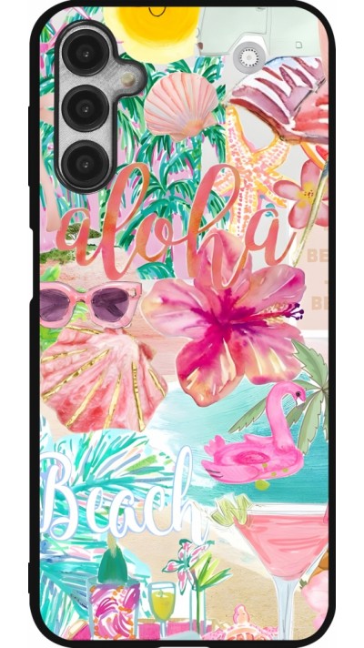 Coque Samsung Galaxy A14 5G - Silicone rigide noir Preppy Collage Aloha