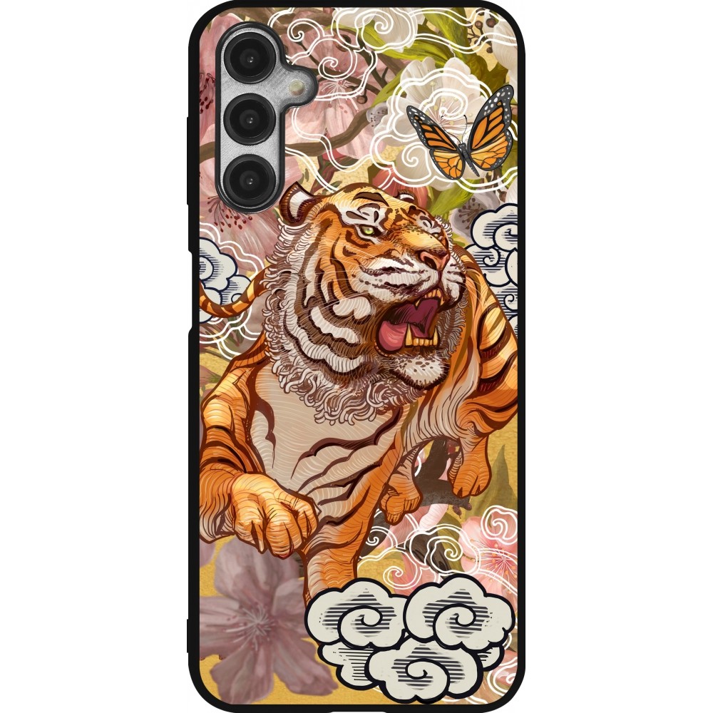 Coque Samsung Galaxy A14 5G - Silicone rigide noir Spring 23 japanese tiger