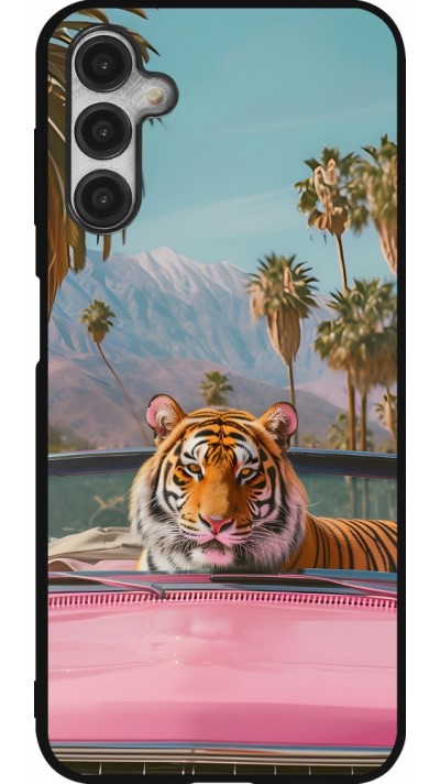 Samsung Galaxy A14 5G Case Hülle - Silikon schwarz Tiger Auto rosa