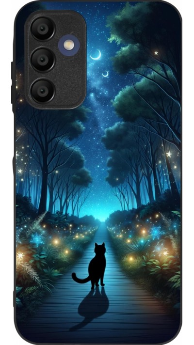 Samsung Galaxy A15 Case Hülle - Silikon schwarz Schwarze Katze Spaziergang