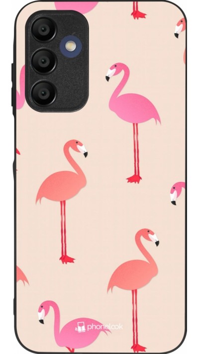 Samsung Galaxy A15 Case Hülle - Silikon schwarz Pink Flamingos Pattern