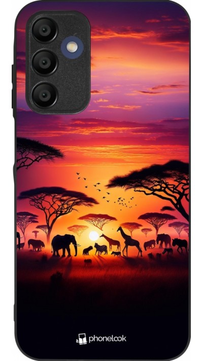 Samsung Galaxy A15 Case Hülle - Silikon schwarz Safari Sonnenuntergang Wildtiere