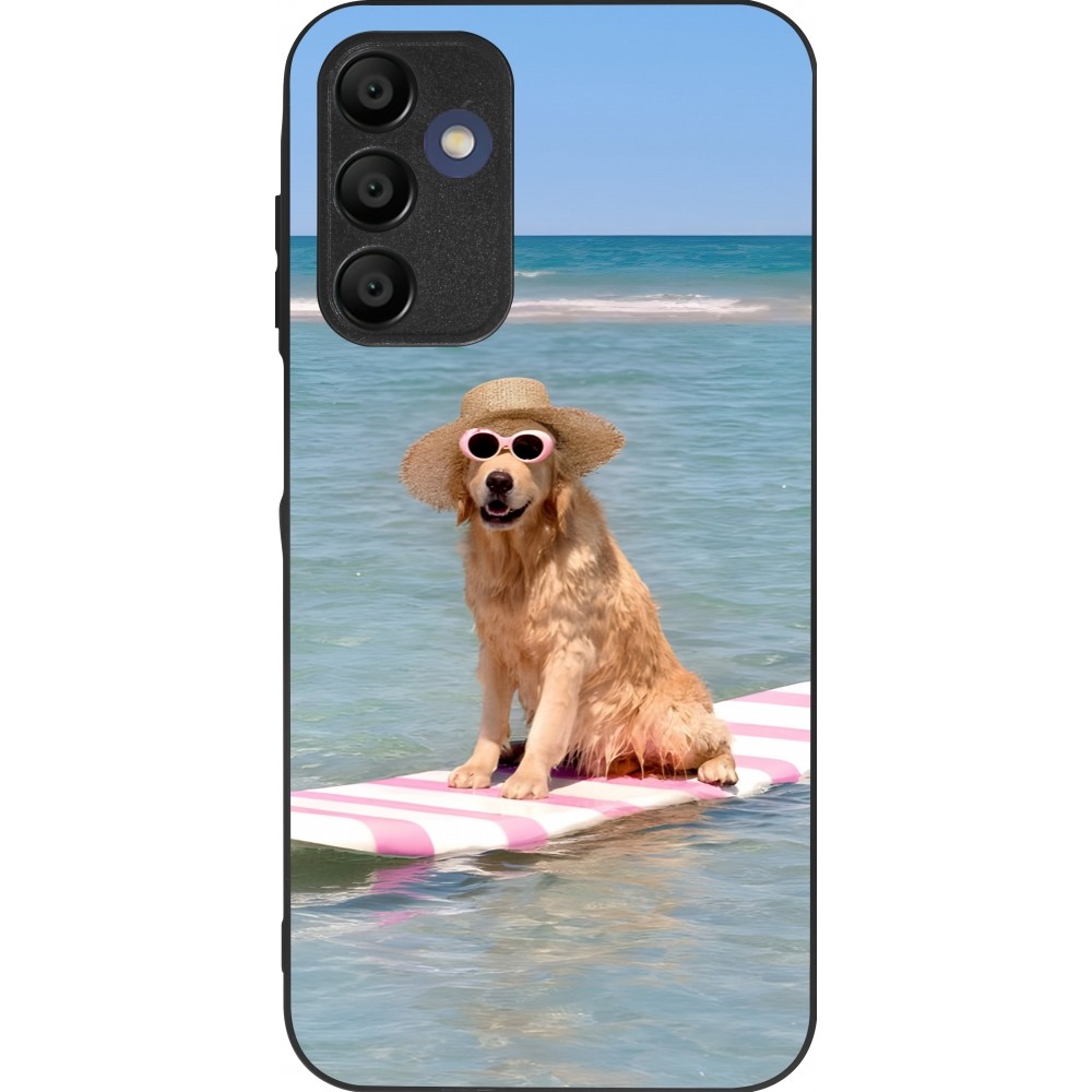 Samsung Galaxy A15 Case Hülle - Silikon schwarz Summer Dog on Paddle