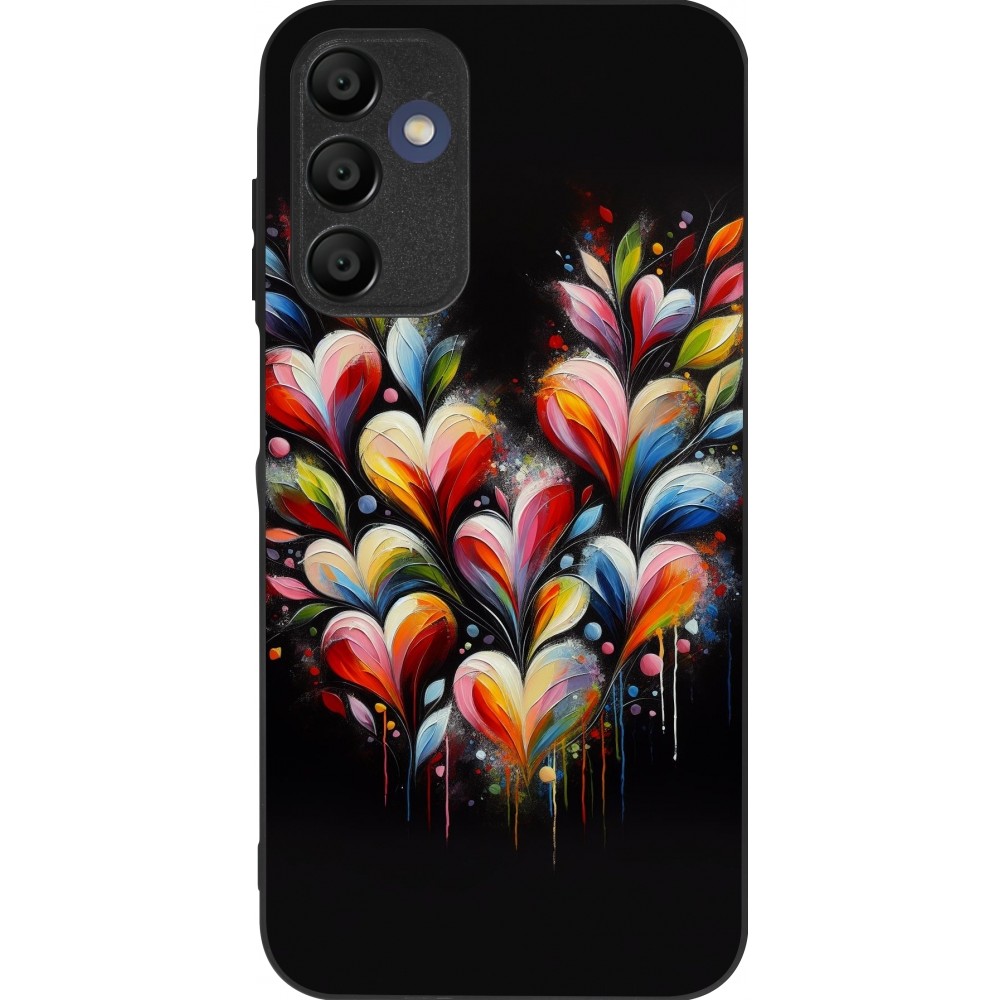 Coque Samsung Galaxy A15 - Silicone rigide noir Valentine 2024 Coeur Noir Abstrait