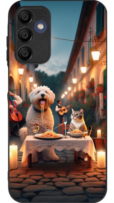 Samsung Galaxy A15 Case Hülle - Silikon schwarz Valentin 2024 Hund & Katze Kerzenlicht