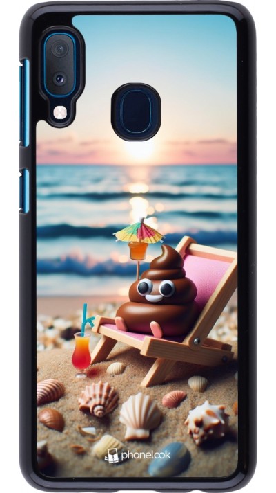 Samsung Galaxy A20e Case Hülle - Kackhaufen Emoji auf Liegestuhl