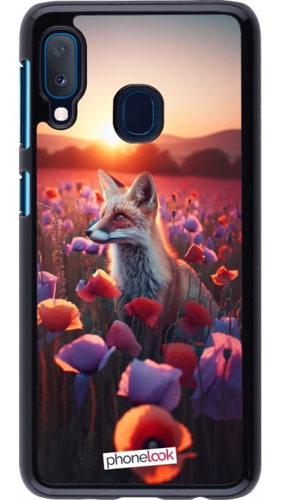 Samsung Galaxy A20e Case Hülle - Purpurroter Fuchs bei Dammerung