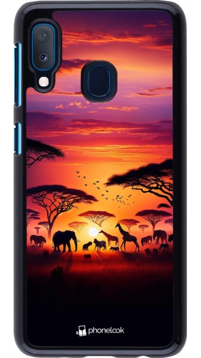 Samsung Galaxy A20e Case Hülle - Safari Sonnenuntergang Wildtiere