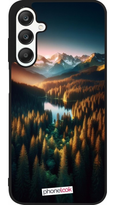 Coque Samsung Galaxy A25 - Silicone rigide noir Sunset Forest Lake