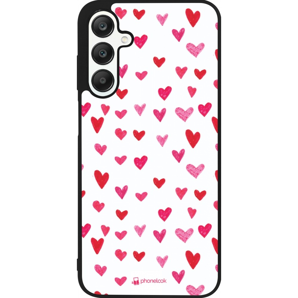 Coque Samsung Galaxy A25 - Silicone rigide noir Valentine 2022 Many pink hearts