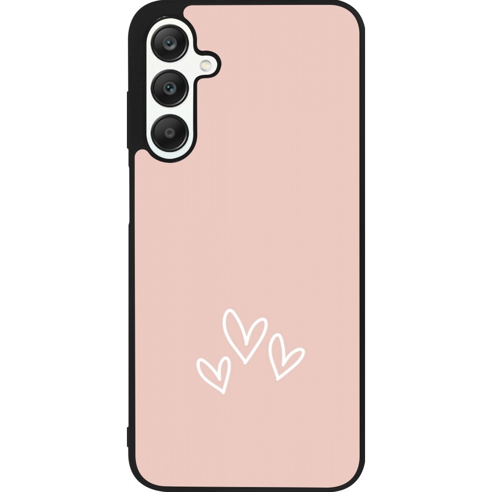 Coque Samsung Galaxy A25 - Silicone rigide noir Valentine 2023 three minimalist hearts