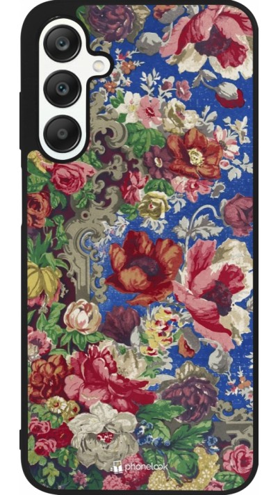 Samsung Galaxy A25 Case Hülle - Silikon schwarz Vintage Art Flowers