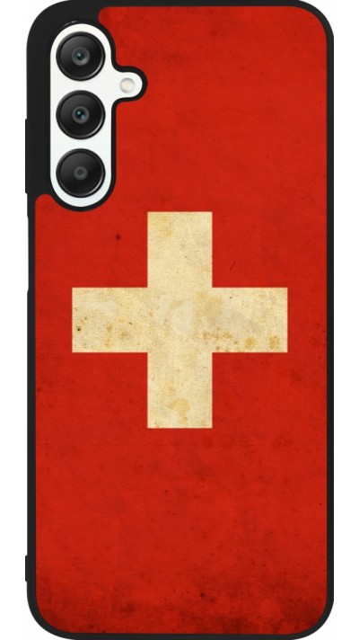 Samsung Galaxy A25 Case Hülle - Silikon schwarz Vintage Flag SWISS