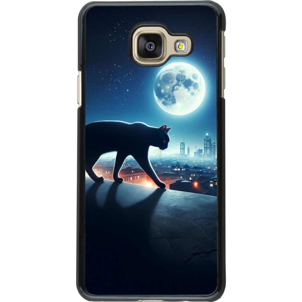 Samsung Galaxy A3 (2016) Case Hülle - Schwarze Katze unter dem Vollmond