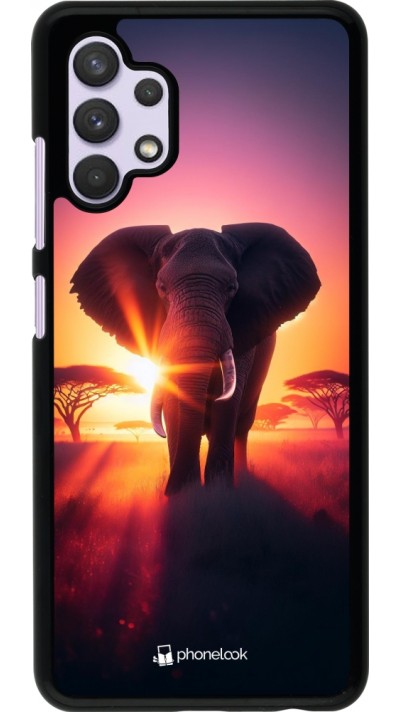 Samsung Galaxy A32 Case Hülle - Elefant Sonnenaufgang Schönheit