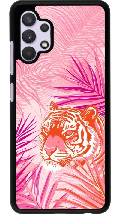 Samsung Galaxy A32 Case Hülle - Tiger Palmen rosa