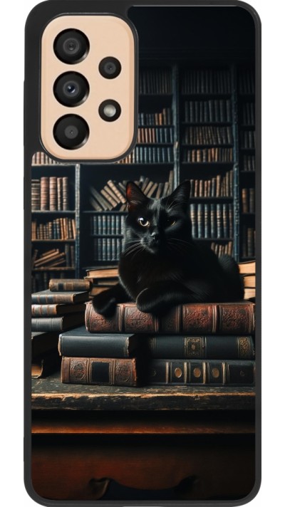 Samsung Galaxy A33 5G Case Hülle - Silikon schwarz Katze Bücher dunkel