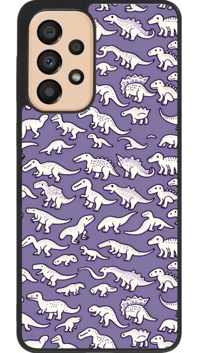 Samsung Galaxy A33 5G Case Hülle - Silikon schwarz Mini-Dino-Muster violett