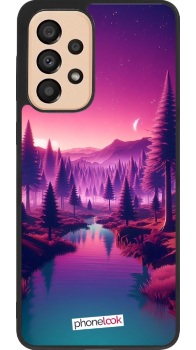 Samsung Galaxy A33 5G Case Hülle - Silikon schwarz Lila-rosa Landschaft