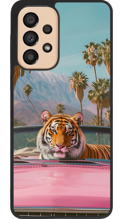 Samsung Galaxy A33 5G Case Hülle - Silikon schwarz Tiger Auto rosa