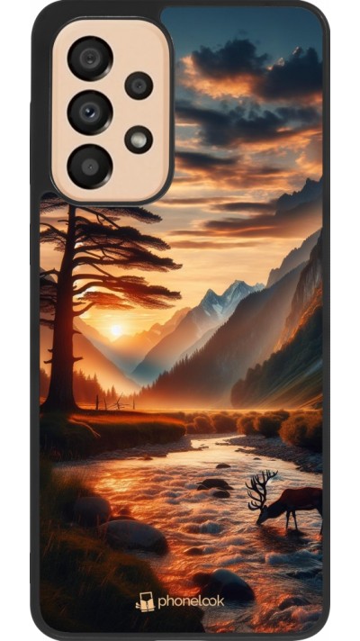 Coque Samsung Galaxy A33 5G - Silicone rigide noir Valley Sunset Deer Tree