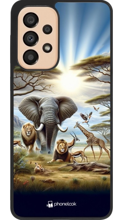 Coque Samsung Galaxy A33 5G - Silicone rigide noir Vie sauvage africaine