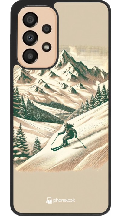 Coque Samsung Galaxy A33 5G - Silicone rigide noir Vintage Ski Mountain