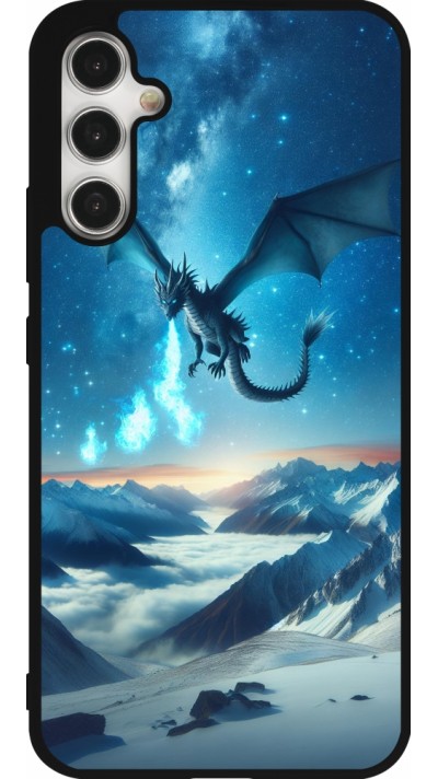 Samsung Galaxy A34 5G Case Hülle - Silikon schwarz Drache nächtliche Berg