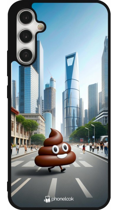 Samsung Galaxy A34 5G Case Hülle - Silikon schwarz Kackhaufen Emoji Spaziergang