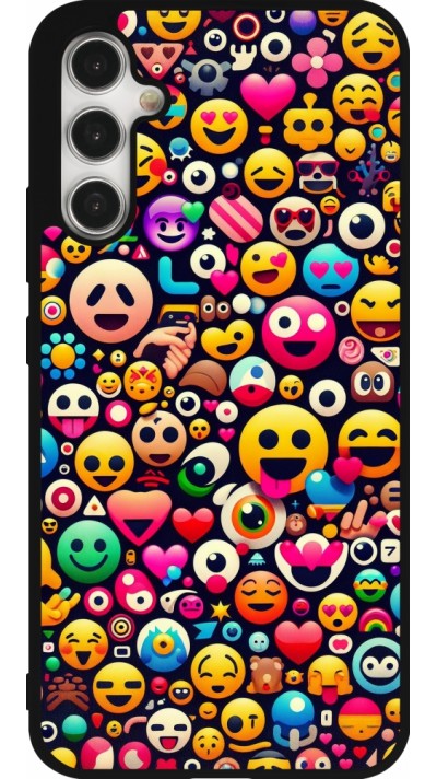 Samsung Galaxy A34 5G Case Hülle - Silikon schwarz Emoji Mix Farbe