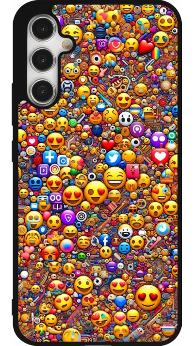 Samsung Galaxy A34 5G Case Hülle - Silikon schwarz Emoji gemischt