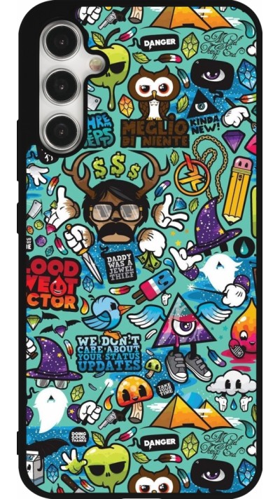 Samsung Galaxy A34 5G Case Hülle - Silikon schwarz Mixed Cartoons Turquoise