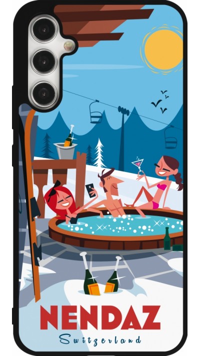 Samsung Galaxy A34 5G Case Hülle - Silikon schwarz Nendaz Mountain Jacuzzi