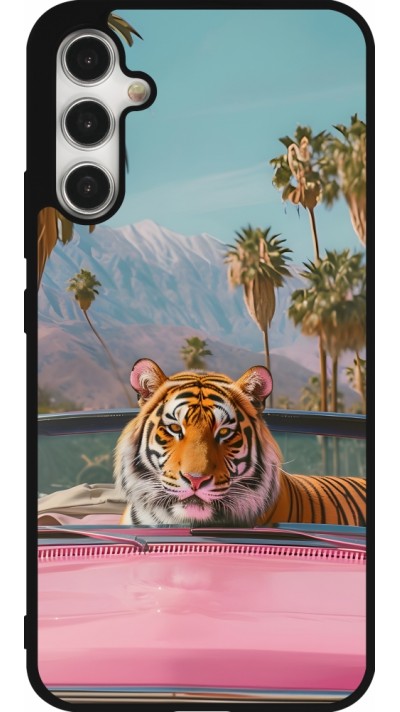 Samsung Galaxy A34 5G Case Hülle - Silikon schwarz Tiger Auto rosa