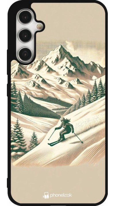 Coque Samsung Galaxy A34 5G - Silicone rigide noir Vintage Ski Mountain