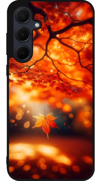 Coque Samsung Galaxy A35 5G - Silicone rigide noir Automne Magique Orange