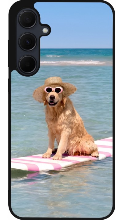 Coque Samsung Galaxy A35 5G - Silicone rigide noir Summer Dog on Paddle