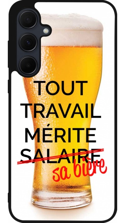 Coque Samsung Galaxy A35 5G - Silicone rigide noir Tout travail mérite sa bière