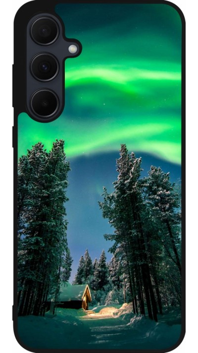 Coque Samsung Galaxy A35 5G - Silicone rigide noir Winter 22 Northern Lights