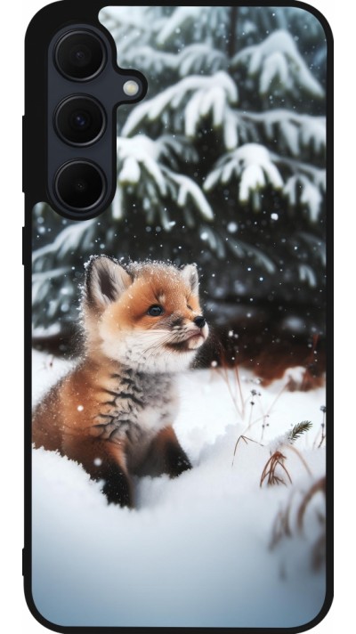 Samsung Galaxy A35 5G Case Hülle - Silikon schwarz Weihnachten 2023 Fuechslein Tanne