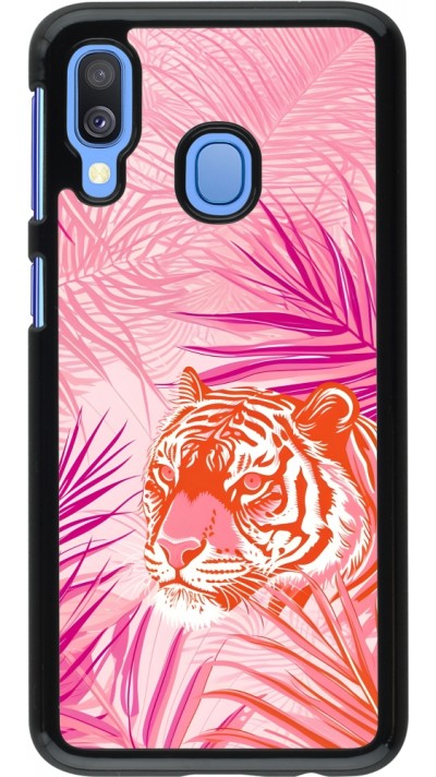 Samsung Galaxy A40 Case Hülle - Tiger Palmen rosa