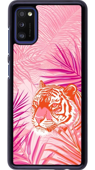 Samsung Galaxy A41 Case Hülle - Tiger Palmen rosa