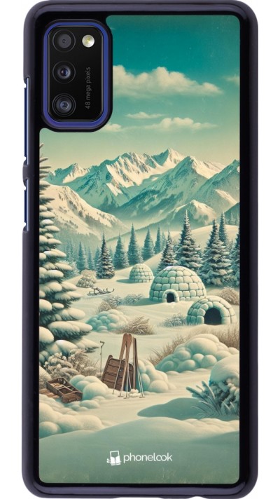 Coque Samsung Galaxy A41 - Vintage Snowy Mountain Igloo