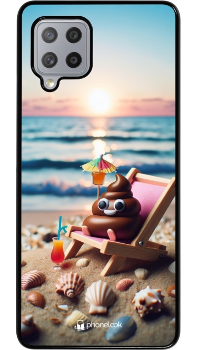 Samsung Galaxy A42 5G Case Hülle - Kackhaufen Emoji auf Liegestuhl