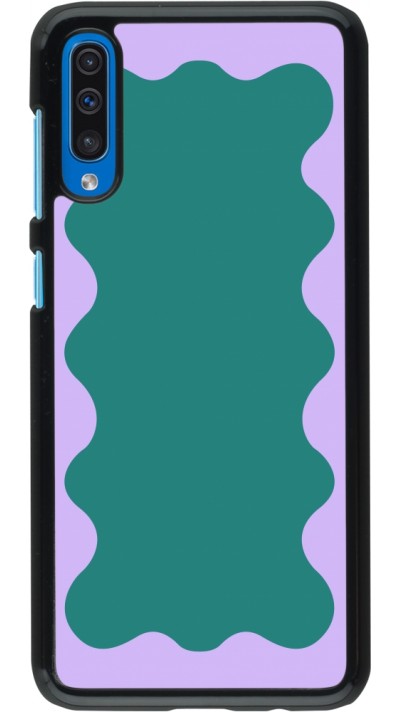 Coque Samsung Galaxy A50 - Wavy Rectangle Green Purple